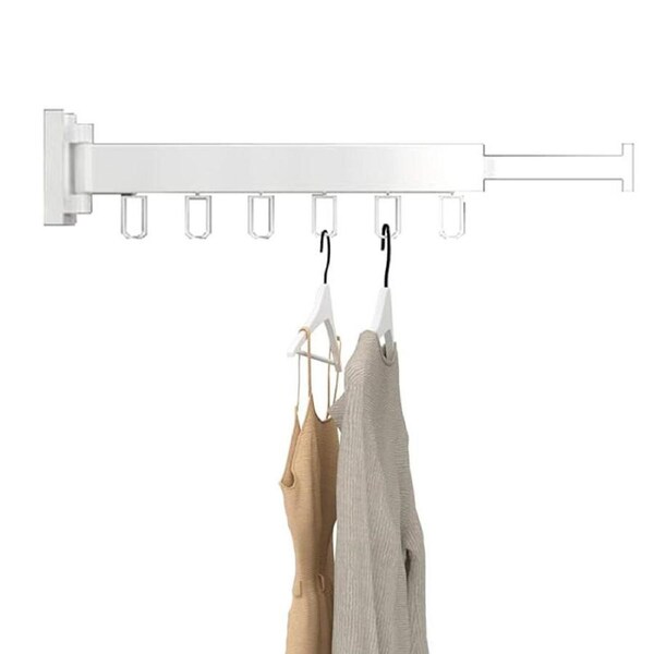 Catzon Clothes Drying Rack Wall Mounted Retractable for Balcony Bathroom-White