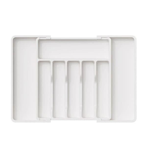 Catzon Expandable Silverware Drawer Organizer Non-Slip & Adjustable-White