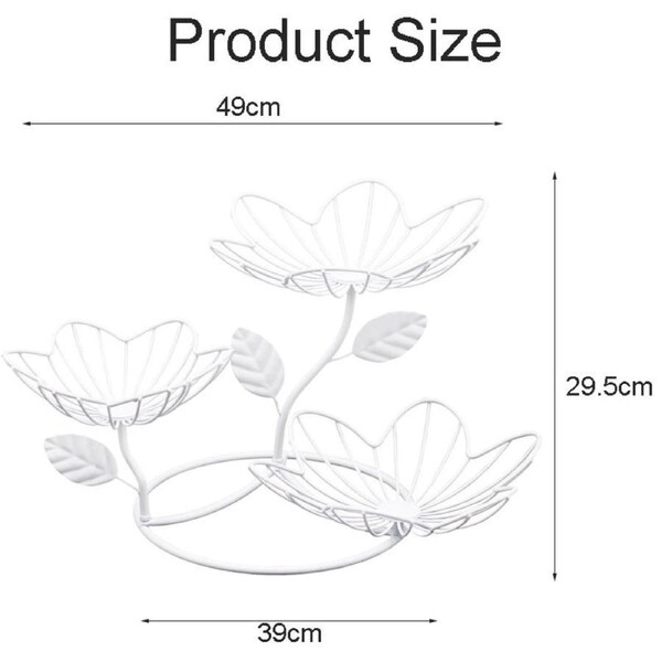 Catzon 3-Tier Fruit Basket Rose-Inspired for Modern Kitchen Decor-White