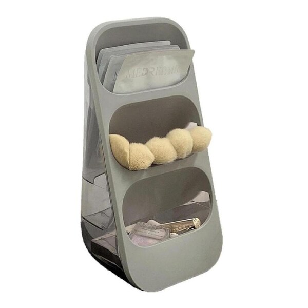 Catzon Utensil Storage Rack with Draining Hole for Makeup Desk Supplies-Grey