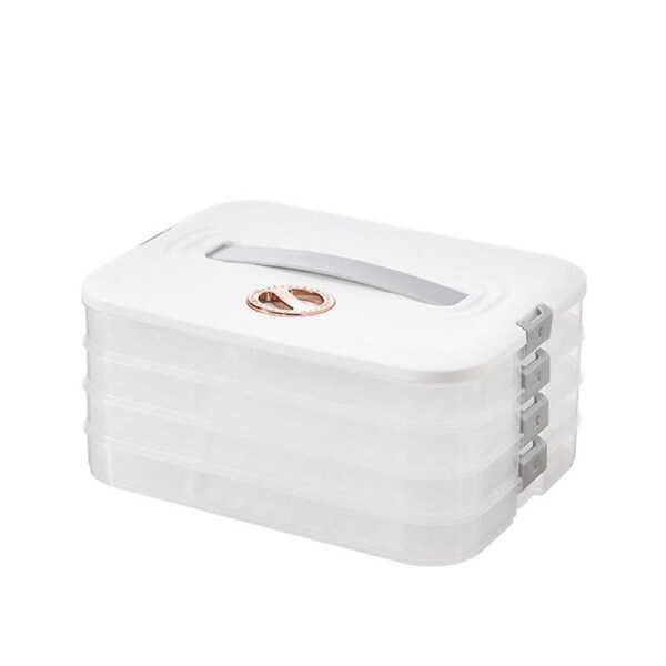 Catzon Stackable Dumpling Box 4-Layer with Lid & Time Scale for Storage-White