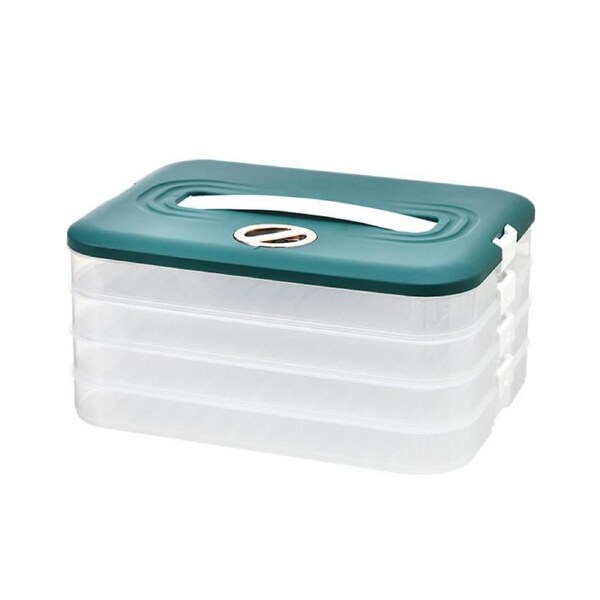 Catzon Stackable Dumpling Box 4-Layer with Lid & Time Scale for Storage-Blue