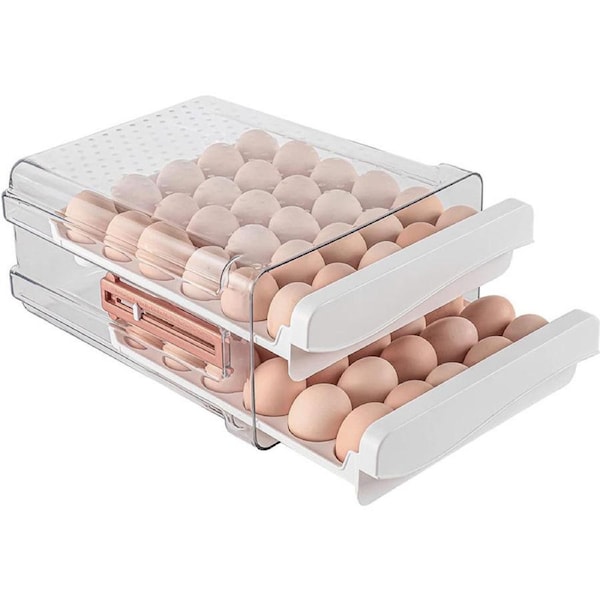 Catzon Transparent Drawers Egg Container for Refrigerator Holds 60 Eggs