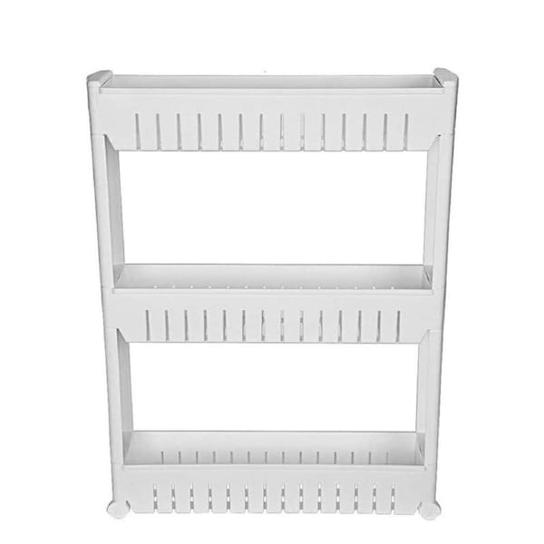 Catzon Narrow Sliding Storage Rack 3 Tier for Laundry Bathroom Kitchen-White