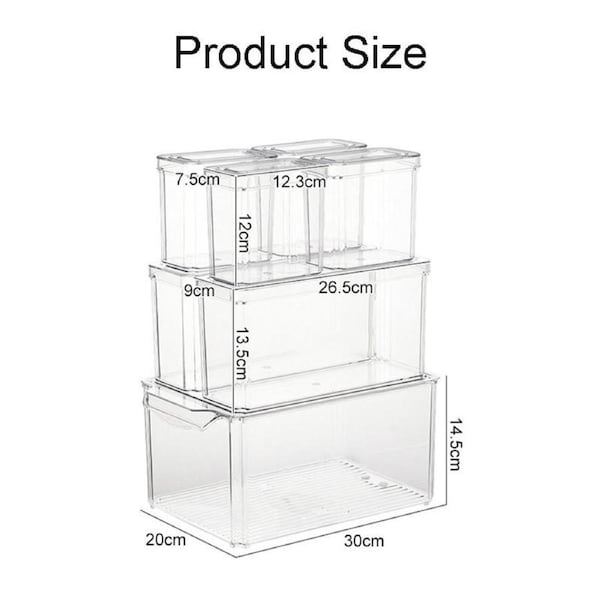 Catzon 7 Pcs Fridge Organizer Bins with Lids Stackable for Fruits Vegetable-B