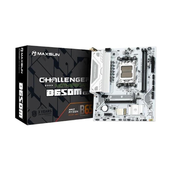 MAXSUN Challenger B650M WIFI ICE Gaming Motherboard Supports AMD RYZEN 7000/8000 MS-CH-B650M-WIFI-ICE