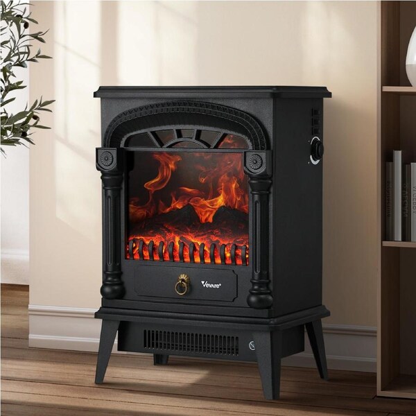 Vevare Electric Fireplace Heater Freestanding Indoor 3D Flame Effect 2000W