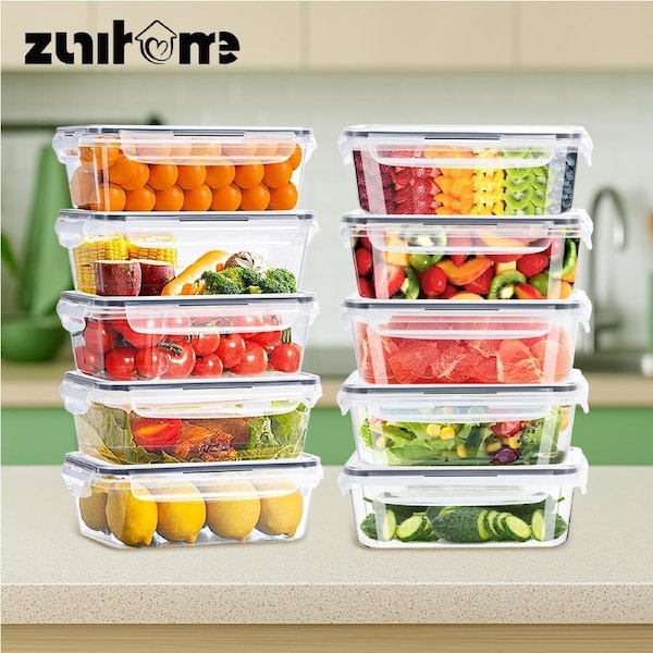 ZUNI 10 PCs Food Storage Containers BPA-Free Leak Proof with Labels & Pen