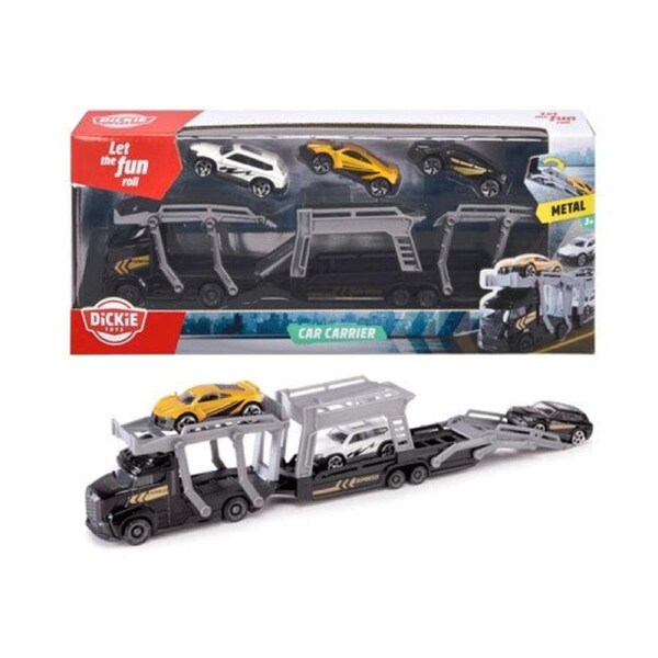 Dickie Toys - Car Carrier Transporter with 3 Cars Black Limited Edition