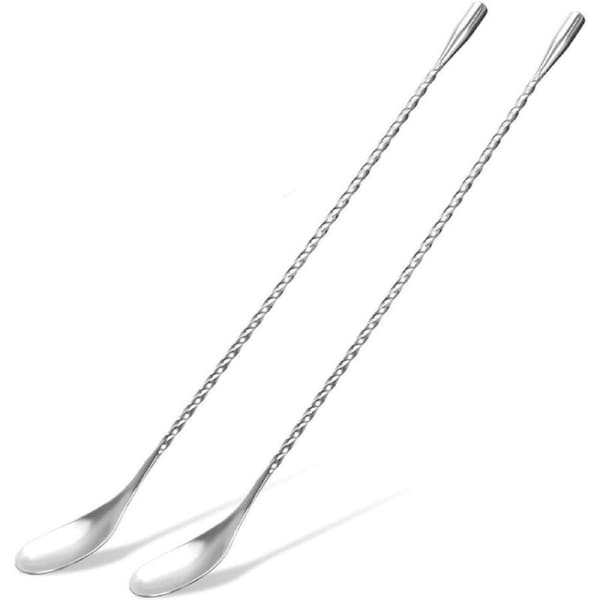 2-Pack 12 Inches Stainless Steel Bartender Mixing Spoon Cocktail Stirrers, Spiral Pattern Bar Spoon Stirring Spoon with Long Handle