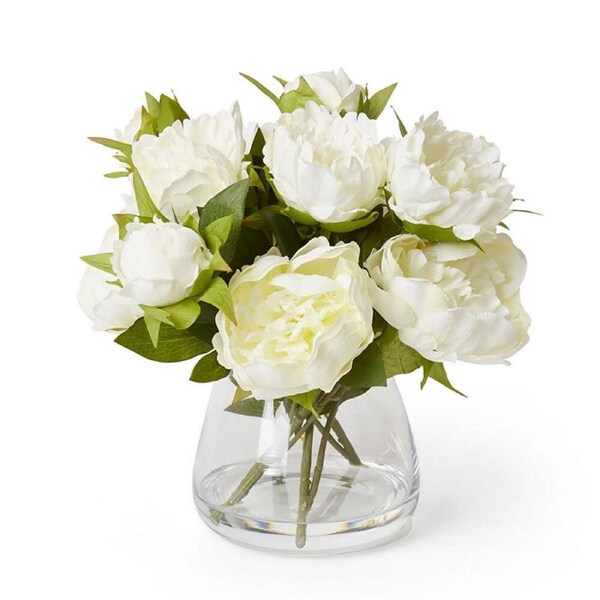 E Style Peony-Allira Flower Vase Artificial Tabletop Home Decor 36cm White