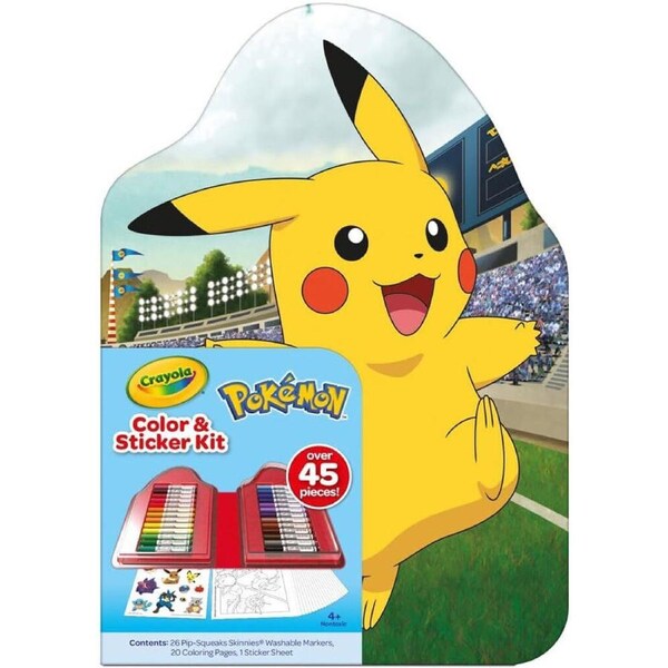 Crayola Color & Sticker Art Kit Markers/Pages/Stickers Pokemon Kids 4y+