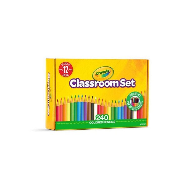 240pc Crayola Coloured Pencils Classroom Set Colouring Art Tools Kids 3y+