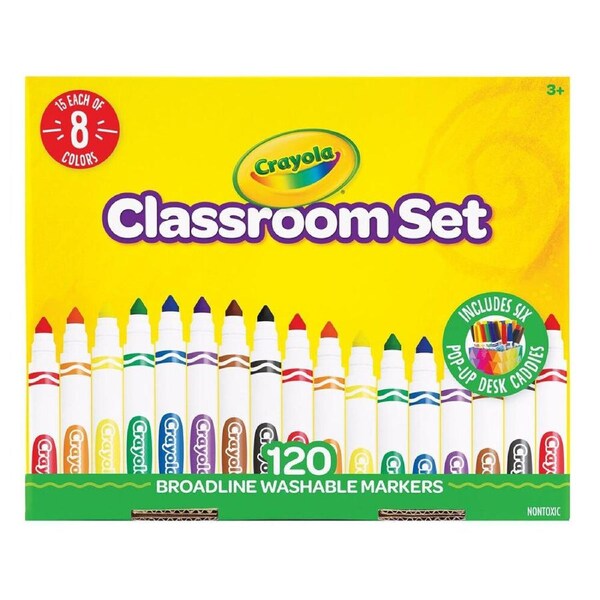 240pc Crayola Broadline Broad Tip Colouring Markers Classroom Set Kids 3y+