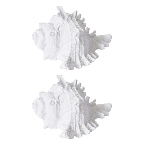 2PK E Style Shell Murex Sculpture Figure Ornament Tabletop Home Decor 14cm White