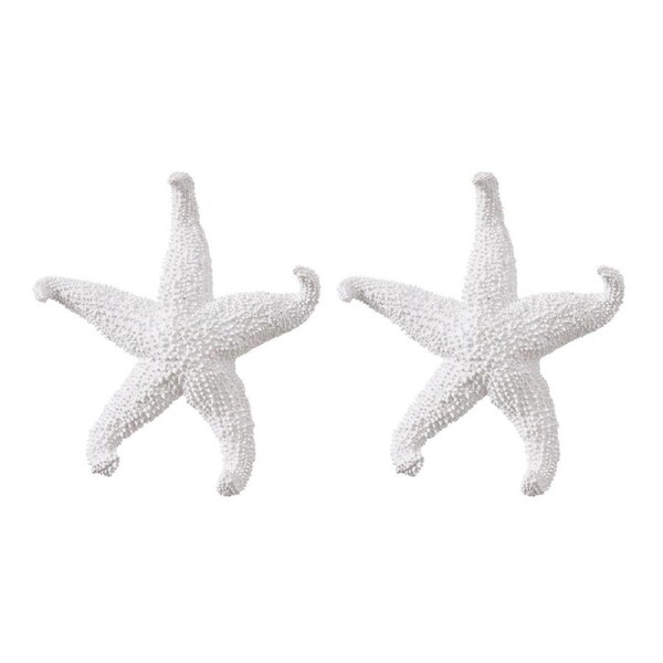 2PK E Style Starfish Ochre Sculpture Ornament Tabletop Home Decor 24cm White