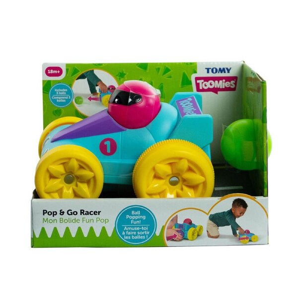 Tomy Toomies Pic & Pop Racer Educational Push Toy 22x16cm Toddler Blue 18m+