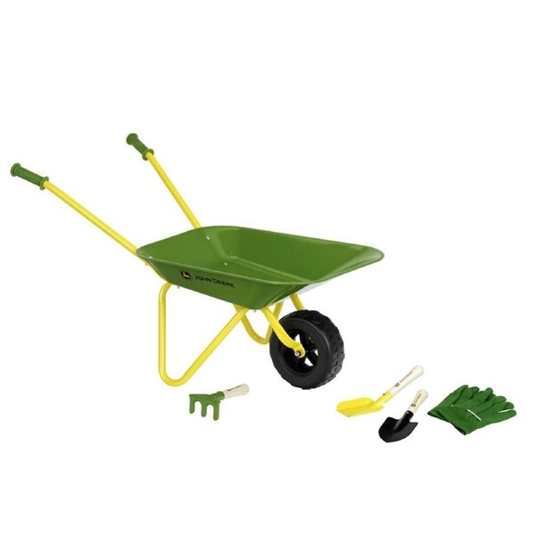 John Deere Metal Wheelbarrow Garden Set Outdoor Toy 48.5x36.5cm Kids Green 5y+