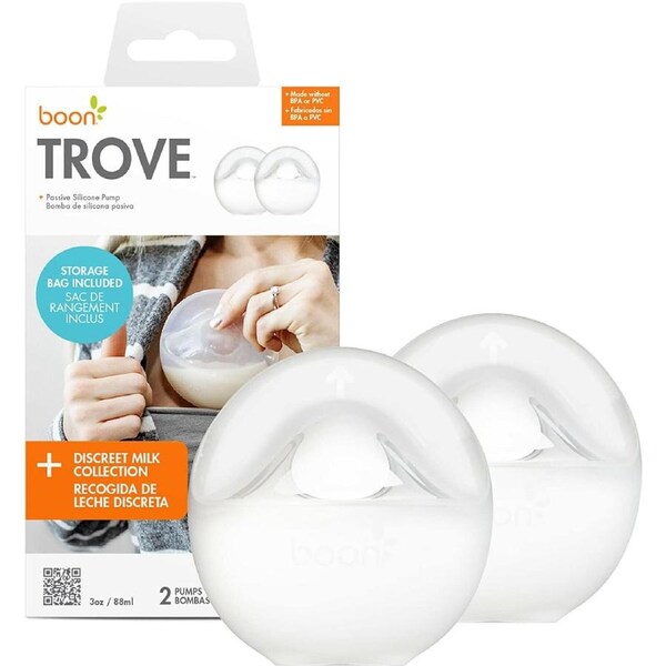2pc Boon Trove Silicone Manual Breast Pump Pack w/ Travel Pouch 11x11cm White