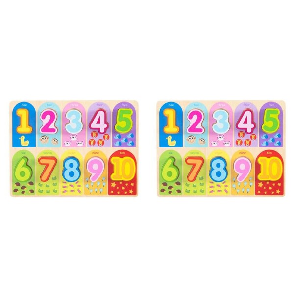 2PK Fat Brain Toys Lets Count to 10 Wooden Puzzle w/ Board Toy 29x22cm Kids 2y+