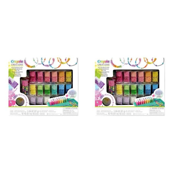 2PK Crayola Creations Flip Top Bead Shop DIY Jewelry Making Craft Kit Kids 8y+