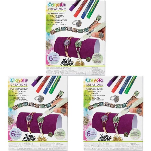 3PK Crayola Creations Faux Crystal Jewelry Kit DIY Jewelry Making Kit Kids 8y+