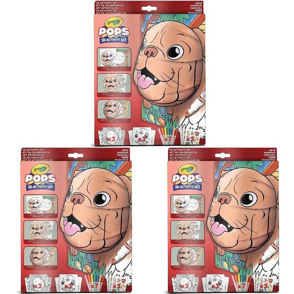 3PK Crayola POPS 3D Activity Set Kids/Children DIY Art & Craft Kit Pets 5y+