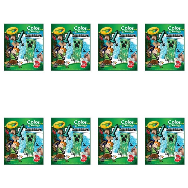 8PK Crayola Colour & Sticker Activity Book Craft Kit Minecraft Kids/Children 3y+