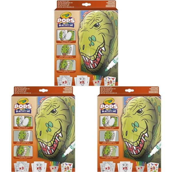 3PK Crayola POPS 3D Activity Set Kids/Children DIY Art & Craft Kit Dinosaurs 5y+