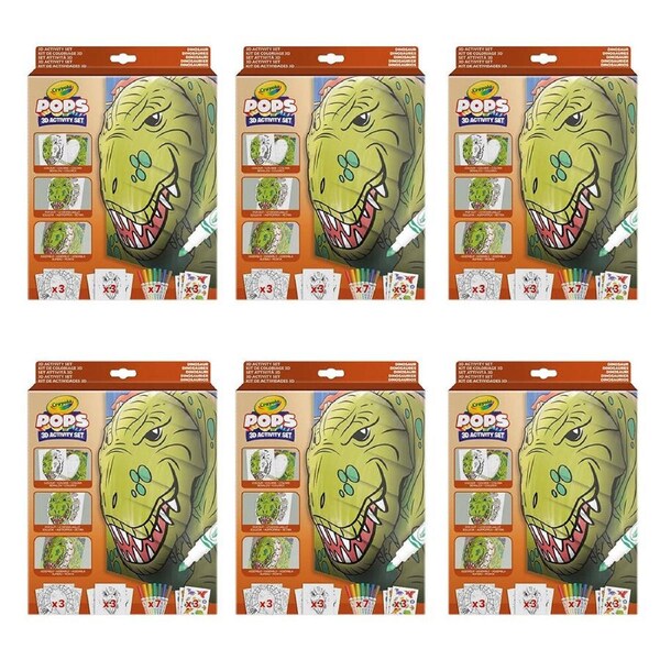 6PK Crayola POPS 3D Activity Set Kids/Children DIY Art & Craft Kit Dinosaurs 5y+