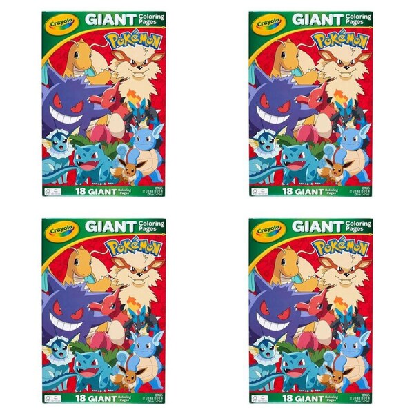 4PK Crayola Pokemon Giant Colouring Pages 30x47cm Craft Kit Kids/Children 3y+