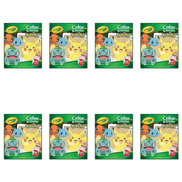8PK Crayola Colour & Sticker Activity Book Craft Kit Pokemon Kids/Children 3y+