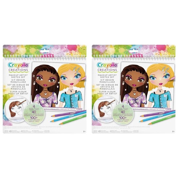2PK Crayola Creations Makeup Artist Sketch DIY Art & Craft Kit Set Kids 8y+