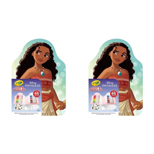 2PK Crayola Color & Sticker Kit Markers/Pages/Stickers Disney Princess Kids 4y+