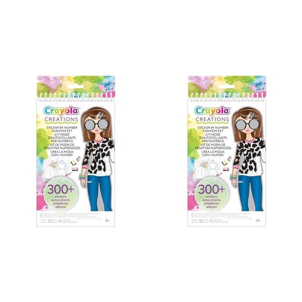 2x 300pc Crayola Creations Sticker by Number Fashion Set DIY Craft Kit Kids 8y+