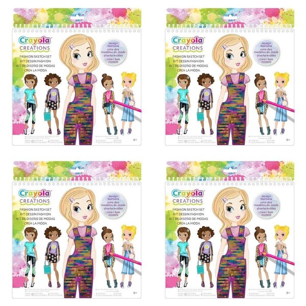 4PK Crayola Creations Fashion Sketch Set DIY Art & Craft Kit Kids/Children 8y+