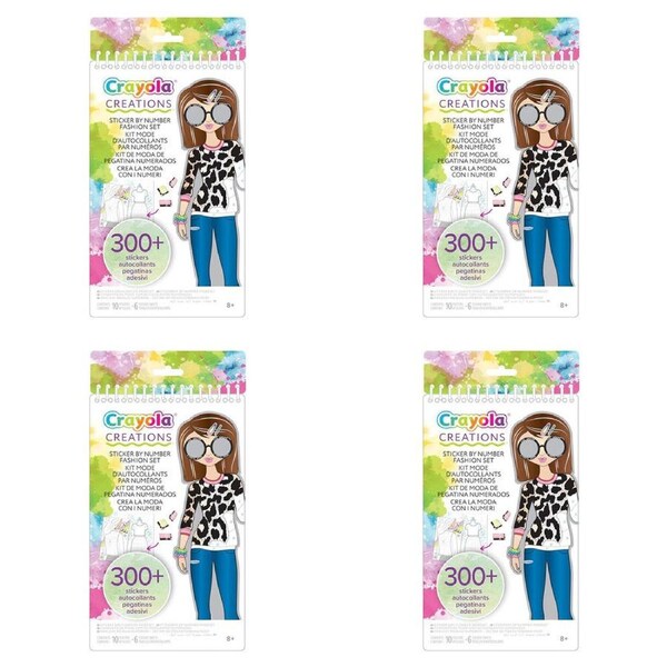 4x 300pc Crayola Creations Sticker by Number Fashion Set DIY Craft Kit Kids 8y+