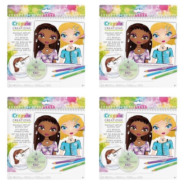 4PK Crayola Creations Makeup Artist Sketch DIY Art & Craft Kit Set Kids 8y+