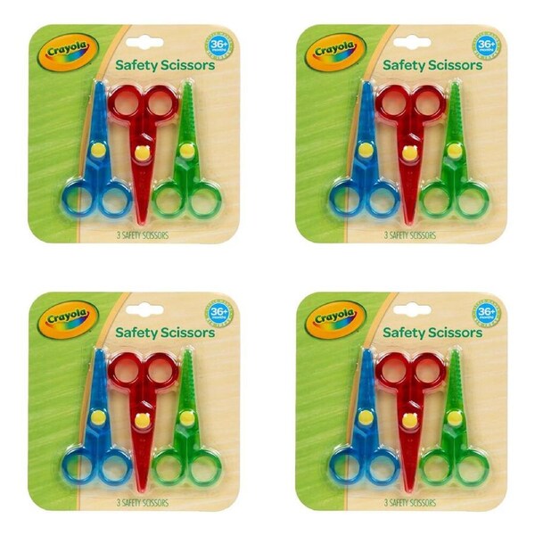 4x 3pc Crayola Plastic Safety Scissors Rounded Tip Art Supply Kids/Toddler 3y+