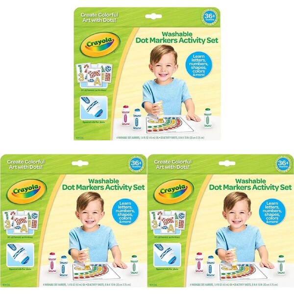 3PK Crayola Washable Dot Markers Activity Set Craft Kit Non-Toxic Kids 3y+