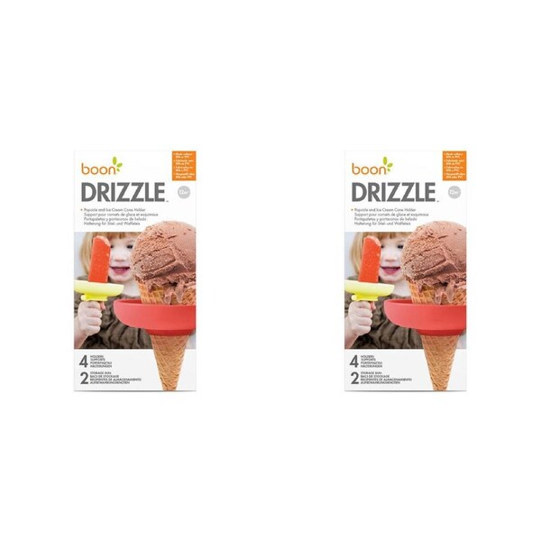 2x 4pc Boon Drizzle Silicone Popsicle & Ice Cream Cone Holder Pack 11x19cm