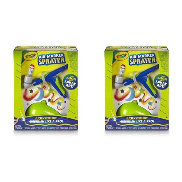 2PK Crayola Mini Marker Airbrush Sprayer w/ Washable Markers Kids/Children 6y+