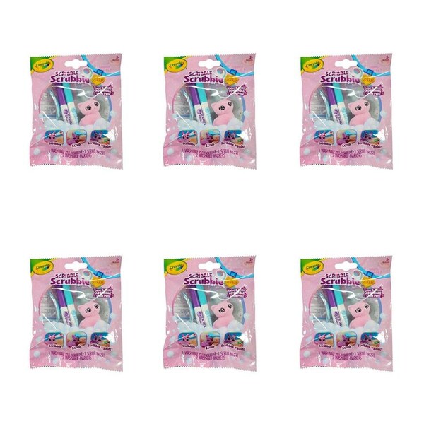 6PK Crayola Scribble Scrubbie Art & Craft Kit Toy Pastel Pets Kids Assorted 3y+