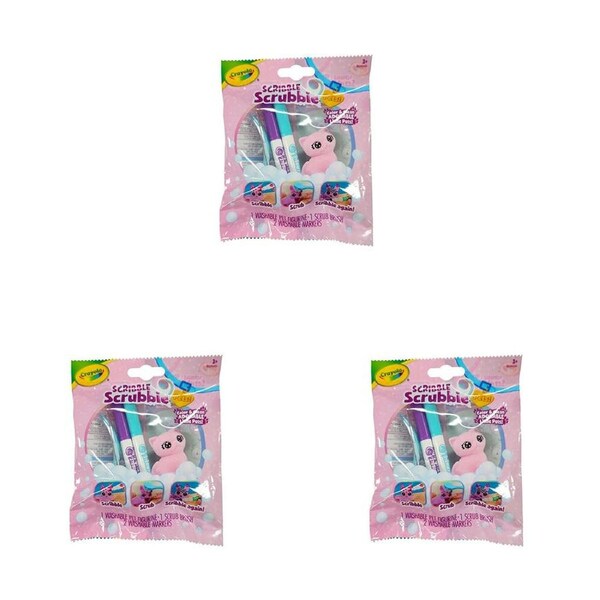 3PK Crayola Scribble Scrubbie Art & Craft Kit Toy Pastel Pets Kids Assorted 3y+