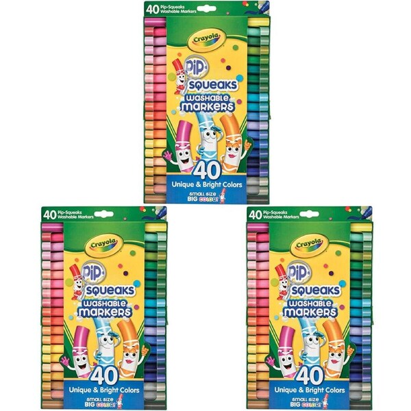 3x 40pc Crayola Pip-Squeaks Washable Mini Markers Coloring Kids/Toddler 3y+