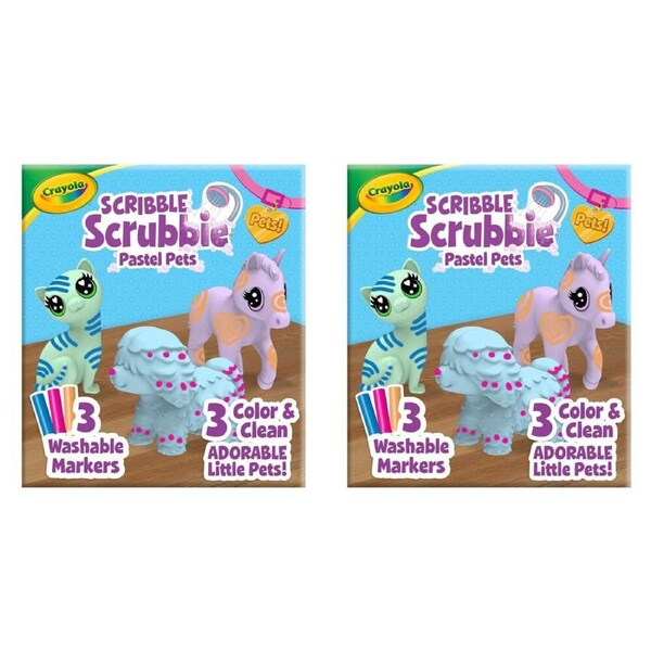 2x 3pc Crayola Scribble Scrubbie Pastel Pets Craft Kit Toy Kids/Children 3y+