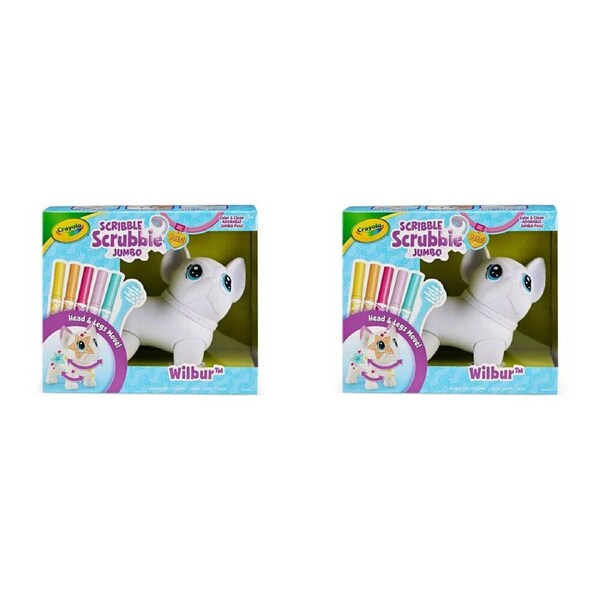 2PK Crayola Scribble Scrubbie Art & Craft Kit Toy Jumbo Pet Wilbur Kids 3y+