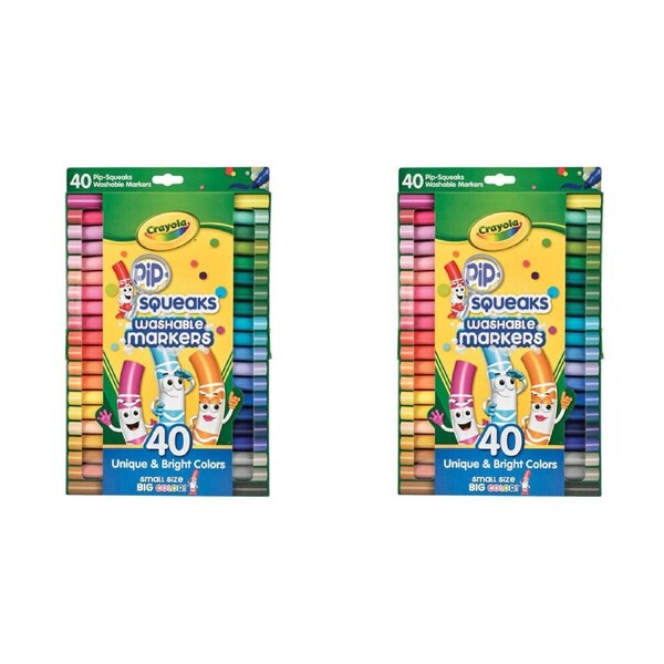 2x 40pc Crayola Pip-Squeaks Washable Mini Markers Coloring Kids/Toddler 3y+