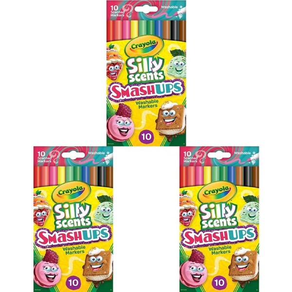 3x 10pc Crayola Silly Scents Smash Ups Twistables Slim Preschool Kids 3y+
