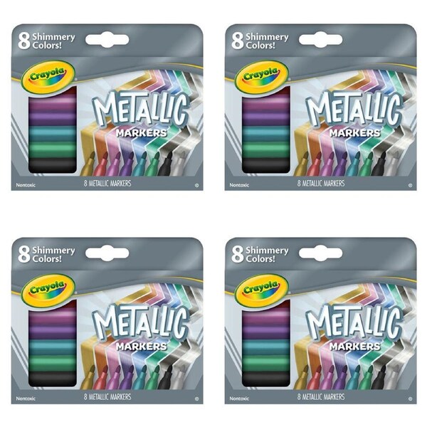 4x 8pc Crayola Metallic Markers Colouring Tools DIY Craft Kit Kids/Children 3y+